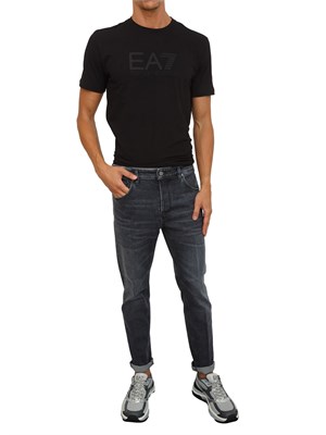 EA7 EMPORIO ARMANI T-shirt a maniche corte nero EA7 Visibility in jersey stretch di cotone in UOMO