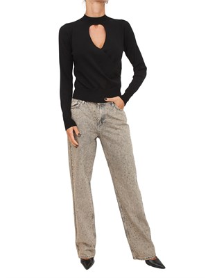 TWIN-SET Maglia Twinset in viscosa nera con cut-out e incrocio in DONNA