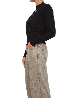 TWIN-SET Maglia Twinset in viscosa nera con cut-out e incrocio in DONNA