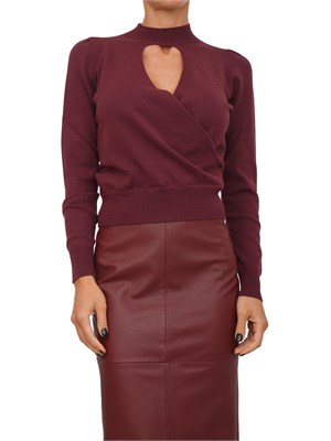 TWIN-SET Maglia Twinset in viscosa bordeaux con cut-out e incrocio in DONNA