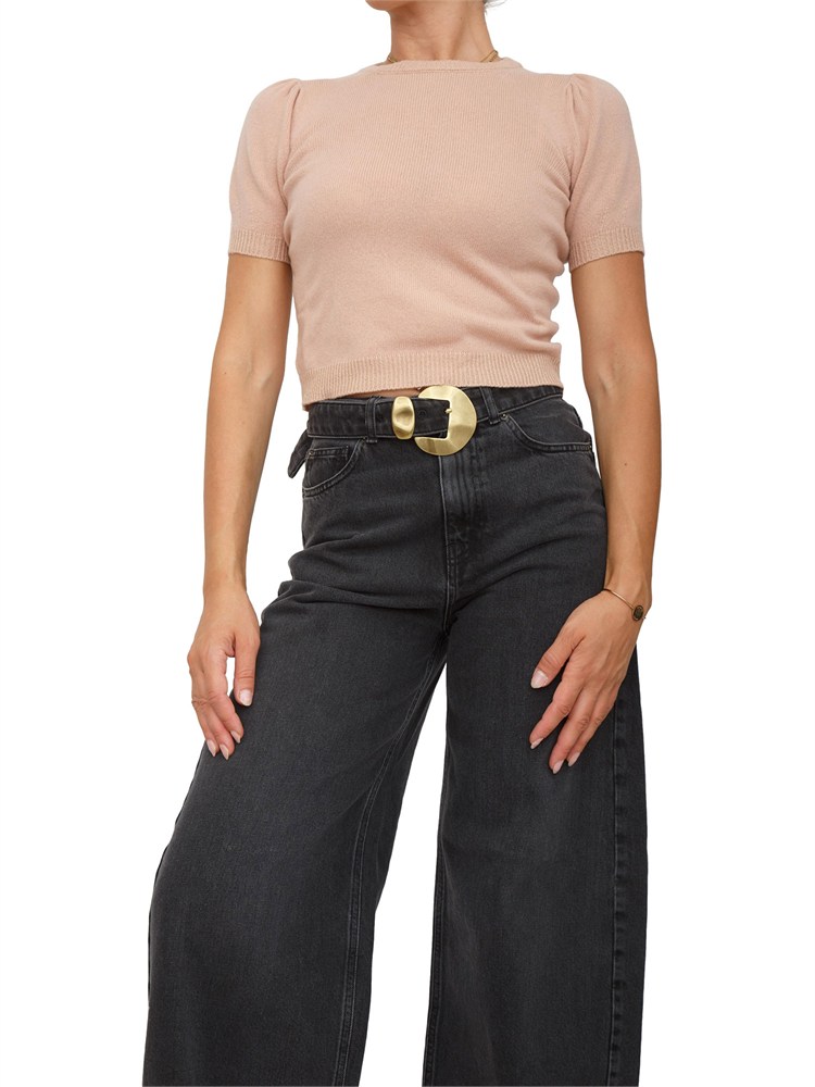 TWIN-SET Maglia maniche corte Twinset in misto cashmere con lurex rosa