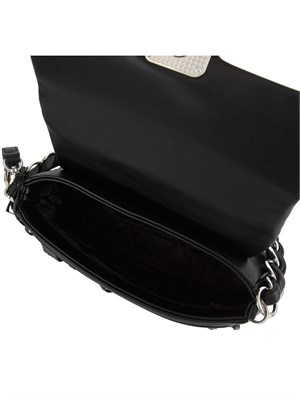 Borsa a spalla Marella in pelle ecologica nera con frange in DONNA
