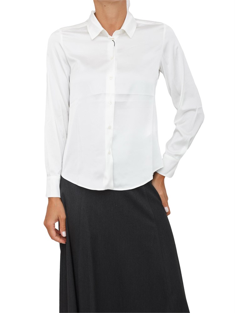 Camicia manica lunga Emme Marella in tessuto effetto seta bianco