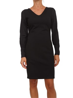Abito Armani Exchange in viscosa nera con scollo tondo dietro in DONNA