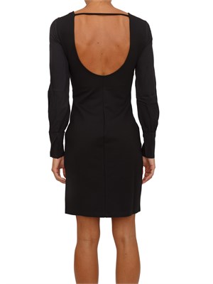 Abito Armani Exchange in viscosa nera con scollo tondo dietro in DONNA