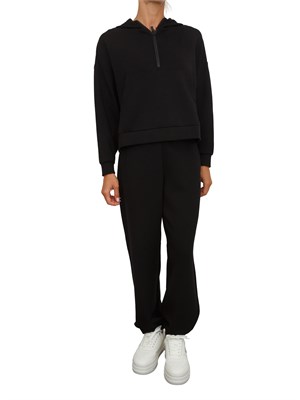 Pantaloni jogger con logo Armani Exchange donna in viscosa stretch nero in DONNA