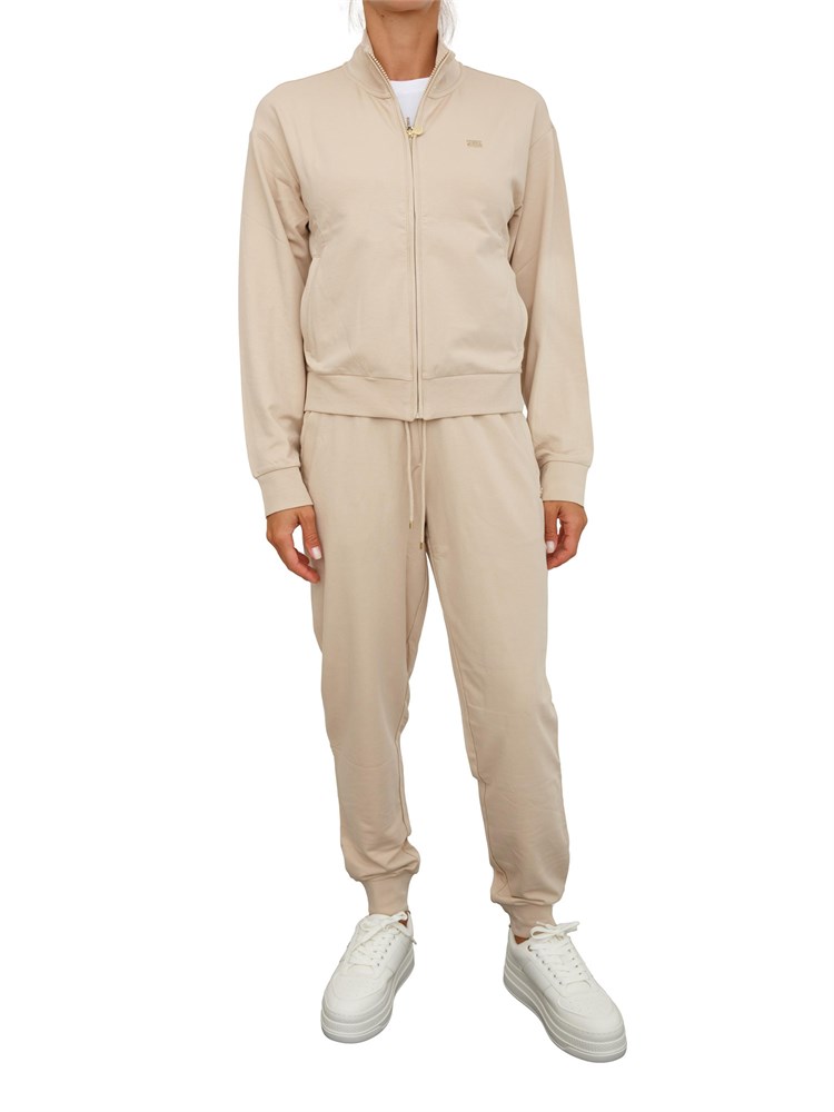 Tuta sportiva felpa+pantalone EA7 Emporio Armani in cotone elasticizzato beige