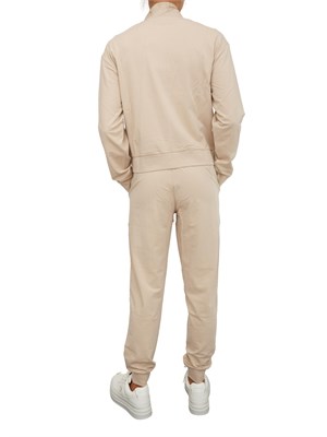 Tuta sportiva felpa+pantalone EA7 Emporio Armani in cotone elasticizzato beige in DONNA