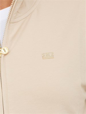 Tuta sportiva felpa+pantalone EA7 Emporio Armani in cotone elasticizzato beige in DONNA