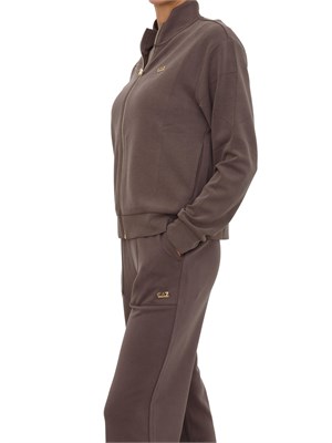 Felpa EA7 Emporio Armani in misto modal stretch marrone in DONNA