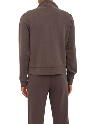 Felpa EA7 Emporio Armani in misto modal stretch marrone in DONNA