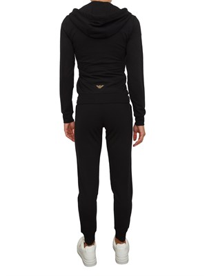 Tuta donna felpa+pantalone EA7 Emporio Armani in misto viscosa stretch nera in DONNA