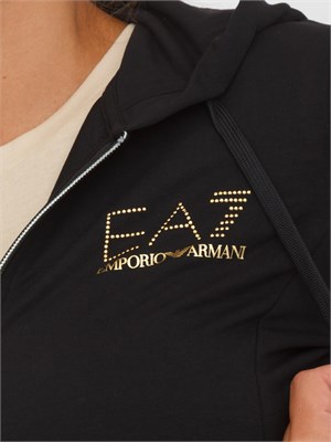 Tuta donna felpa+pantalone EA7 Emporio Armani in misto viscosa stretch nera in DONNA