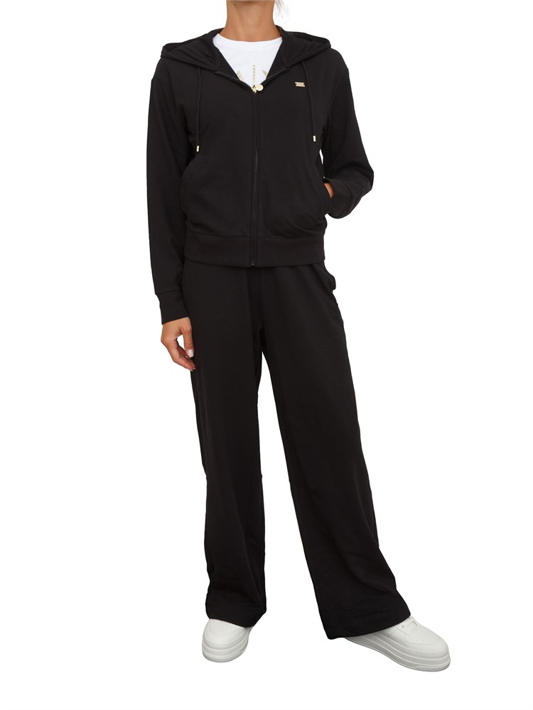 Tuta sportiva felpa+pantalone EA7 Emporio Armani in cotone stretch nero
