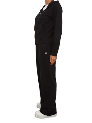 Tuta sportiva felpa+pantalone EA7 Emporio Armani in cotone stretch nero in DONNA
