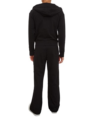 Tuta sportiva felpa+pantalone EA7 Emporio Armani in cotone stretch nero in DONNA