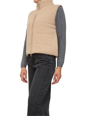 Gilet iBlues in lana beige imbottito e trapuntato con zip doppio cursore in DONNA