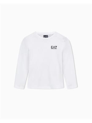 EA7 JUNIOR T-shirt Ea7 bianco a maniche lunghe Core Identity Boy in puro cotone organico ASV in BAMBINO