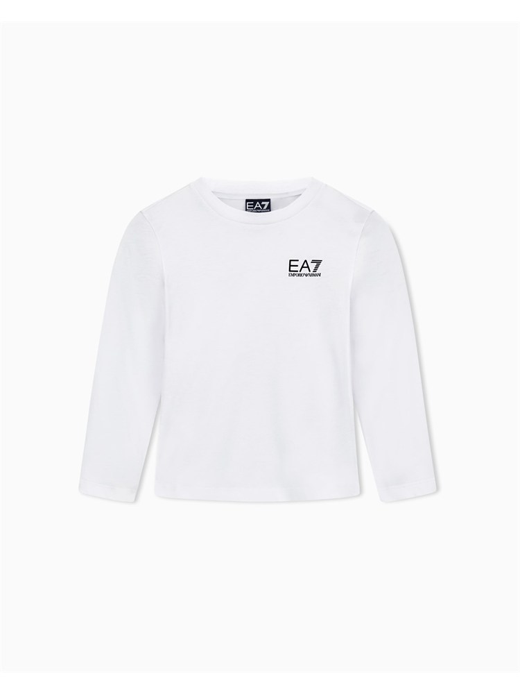 EA7 JUNIOR T-shirt Ea7 bianco a maniche lunghe Core Identity Boy in puro cotone organico ASV