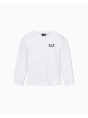 EA7 JUNIOR T-shirt Ea7 bianco a maniche lunghe Core Identity Boy in puro cotone organico ASV in BAMBINO