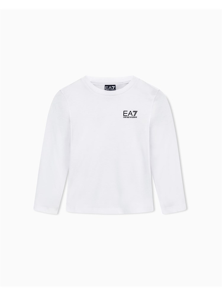 EA7 JUNIOR T-shirt Ea7 bianco a maniche lunghe Core Identity Boy in puro cotone organico ASV