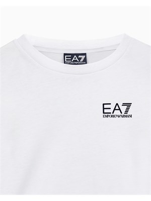 EA7 JUNIOR T-shirt Ea7 bianco a maniche lunghe Core Identity Boy in puro cotone organico ASV in BIMBI