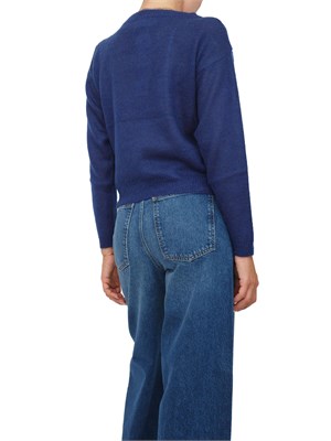 Maglia iBlues morbida in misto mohair blu con lettering a contrasto in DONNA