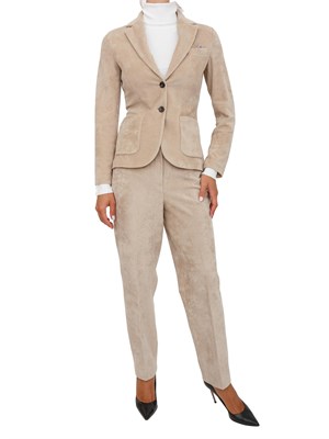 Giacca donna monopetto Circolo 1901 in velluto con lavorazione a coste beige in DONNA