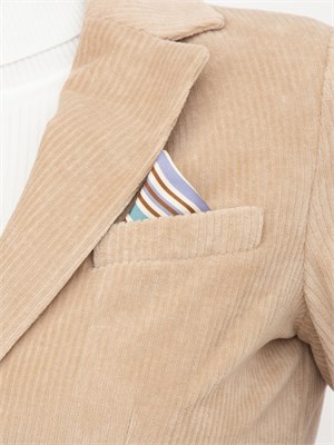 Giacca donna monopetto Circolo 1901 in velluto con lavorazione a coste beige in DONNA