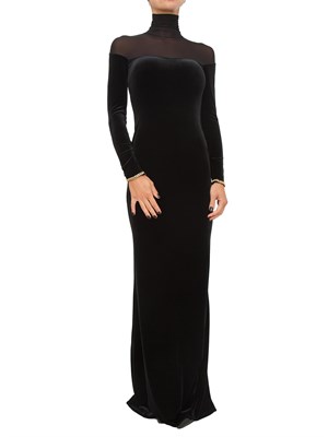 Abito Elisabetta Franchi Red Carpet in velluto nero e jersey in DONNA