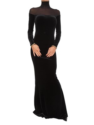 Abito Elisabetta Franchi Red Carpet in velluto nero e jersey in DONNA