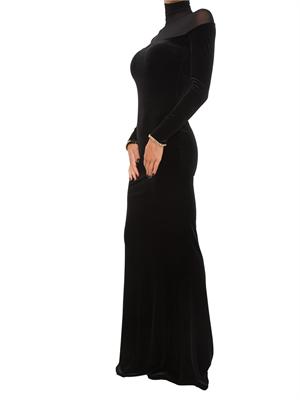 Abito Elisabetta Franchi Red Carpet in velluto nero e jersey in DONNA