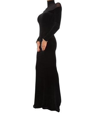 Abito Elisabetta Franchi Red Carpet in velluto nero e jersey in DONNA