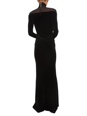 Abito Elisabetta Franchi Red Carpet in velluto nero e jersey in DONNA