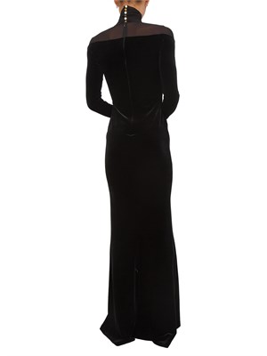 Abito Elisabetta Franchi Red Carpet in velluto nero e jersey in DONNA