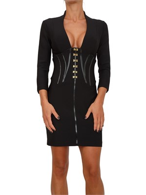 Abito Elisabetta Franchi in neoprene nero con dettagli corsetto in DONNA