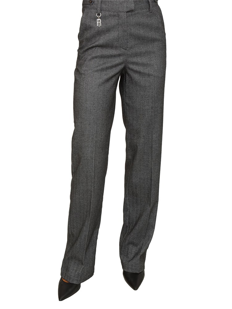 Pantalone donna Fracomina in tessuto spigato grigio
