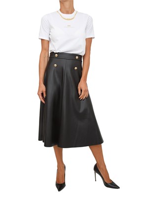 Gonna Fracomina modello flare midi a vita alta in ecopelle nera in DONNA