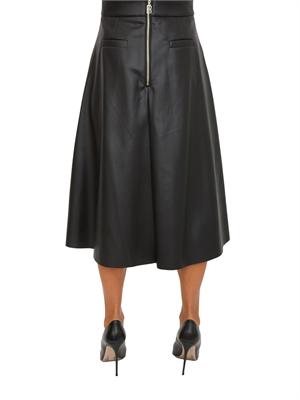 Gonna Fracomina modello flare midi a vita alta in ecopelle nera in DONNA