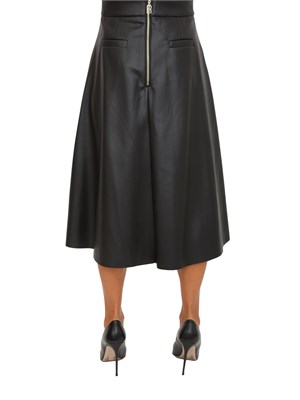 Gonna Fracomina modello flare midi a vita alta in ecopelle nera in DONNA