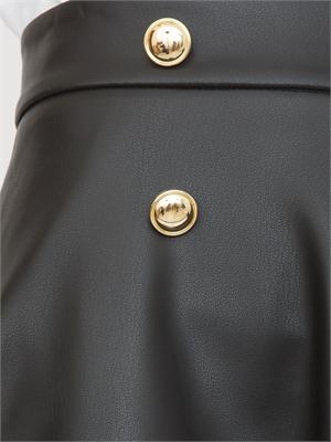 Gonna Fracomina modello flare midi a vita alta in ecopelle nera in DONNA