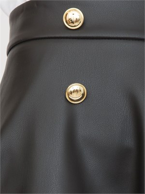 Gonna Fracomina modello flare midi a vita alta in ecopelle nera in DONNA