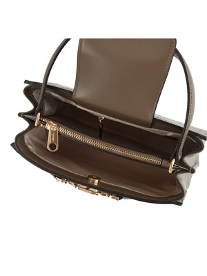 TWIN-SET Borsa 'First Class' Twinset con morsetto Oval T in pelle grigia taupe in DONNA