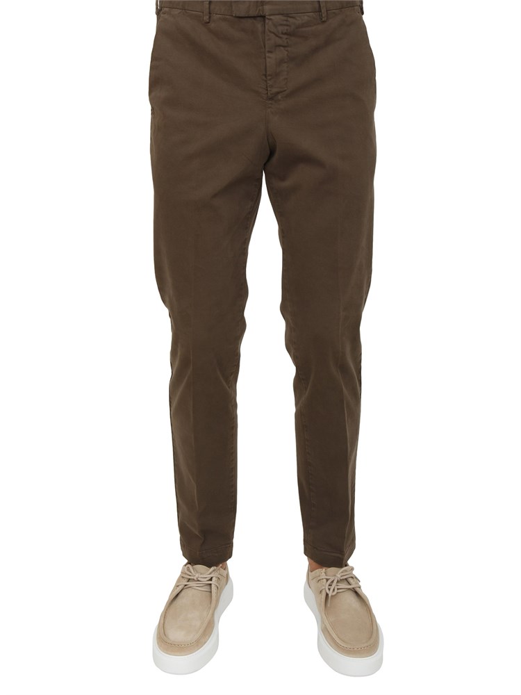Pantaloni uomo PT Torino in gabardina di cotone marrone