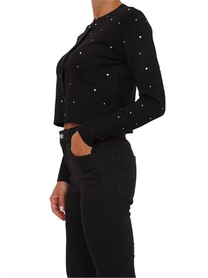 Cardigan cropped Emme Marella in misto lana nera con applicazione strass in DONNA