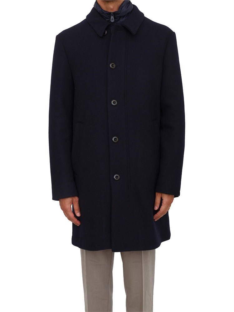 Cappotto blu peuterey in misto lana con pettorina removibile