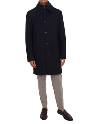 Cappotto blu peuterey in misto lana con pettorina removibile in UOMO