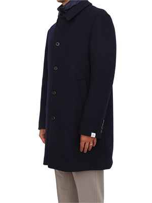 Cappotto blu peuterey in misto lana con pettorina removibile in UOMO
