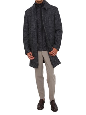 Cappotto grigio Peuterey in panno check con pettorina staccabile in UOMO