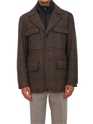 Cappotto in panno check Peuterey con pettorina staccabile in UOMO